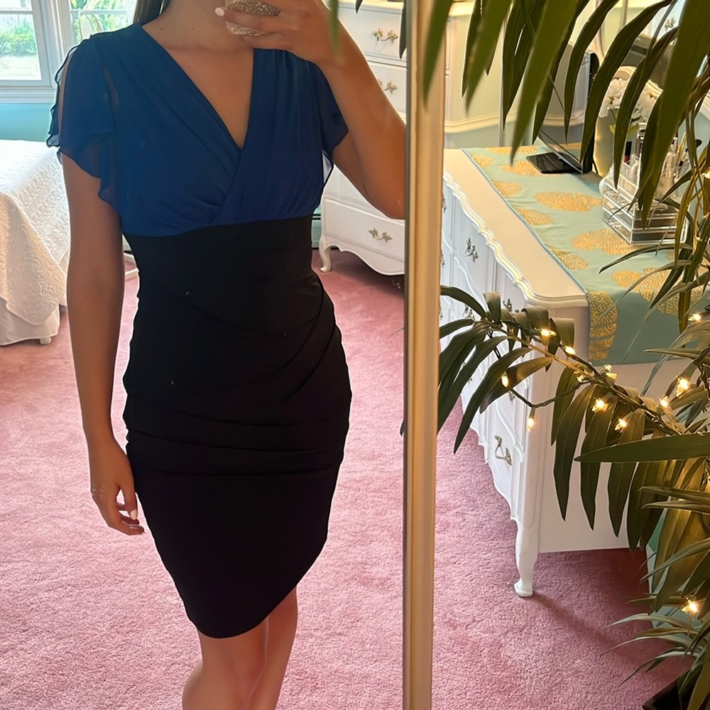 VALERIE BERTINELLI Black and Blue Formal Dress Size 8 - Picture 2 of 12